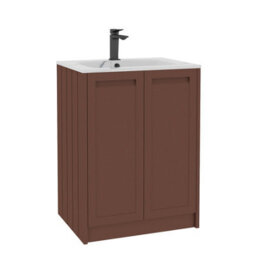 Royal Bathrooms Elmore 600mm Traditional Floor Standing 2 Door Bathroom Vanity Unit With Sintered Stone Basin Sink Terracotta Clay - thumbnail 6