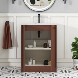 Royal Bathrooms Elmore 600mm Traditional Floor Standing 2 Door Bathroom Vanity Unit With Sintered Stone Basin Sink Terracotta Clay - thumbnail 5