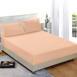 Ameha Peach Fitted Sheet Anti Allergic Extra Deep 25 Cm Bedsheet Super King Microfiber Hypoallergenic Durable Bedsheet(180X200Cm) - thumbnail 2