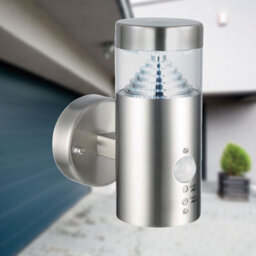 First Choice Lighting Pyramid - Stainless Steel Led Outdoor Motion Sensor Wall Light - thumbnail 3