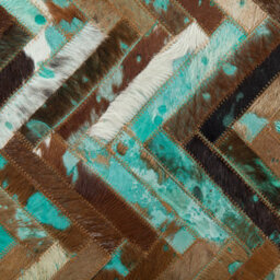 Beliani Multicolour Handcrafted Cowhide Rug 80 X 150 Cm - Turquoise And Brown Mosaic - thumbnail 5