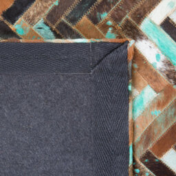 Beliani Multicolour Handcrafted Cowhide Rug 80 X 150 Cm - Turquoise And Brown Mosaic - thumbnail 6