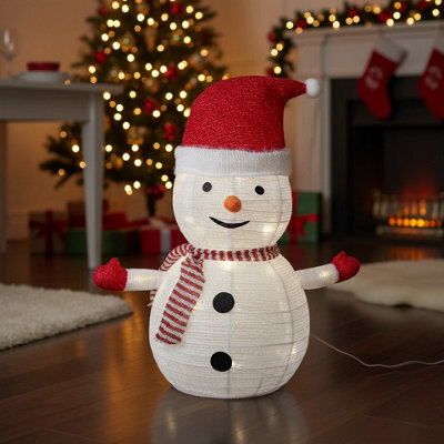 Urbn-Living Urbnliving 68Cm Collapsible Led Light Up Christmas Decoration With Timer Foldable Festive Holiday Display - Snowman - image 1