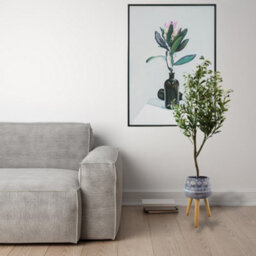Pegdev - Pdl 120Cm Artificial Olive Tree With Large Blue Rustic Planter Realistic Faux Plant With Natural Trunk For Home/ Office - thumbnail 3