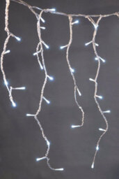 Christmas Tree World Ctw Clear Cable 720 Led Snowing Icicle Light Set - Bright White W/ 48 Gutter Hooks - thumbnail 1