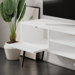 Decortie Naive Modern Tv Unit Multimedia Centre White With Storage Tv Cabinet 140Cm - thumbnail 6