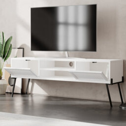 Decortie Naive Modern Tv Unit Multimedia Centre White With Storage Tv Cabinet 140Cm - thumbnail 4