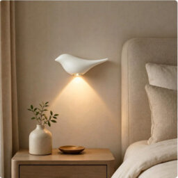 Amorly White Bird Wall Sconce, Rechargeable Motion Sensor Wireless Wall Light, For Bedroom, Hallway, Stairway, Entryway (Right Facing) - thumbnail 2