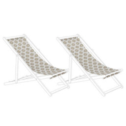 Beliani Set Of 2 Sun Lounger Replacement Fabrics Anzio/avellino 113 X 44 Cm Sand Beige - thumbnail 1