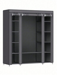 LEDREM Portable Wardrobe, Foldable Closet, Clothes Storage Organiser With Hanging Rail, Shelves, Fabric Cover - thumbnail 9
