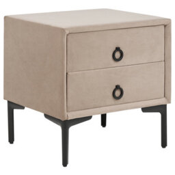 Beliani 2 Drawer Bedside Table Sezanne Velvet Taupe - thumbnail 1