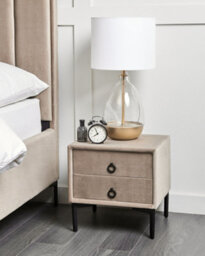Beliani 2 Drawer Bedside Table Sezanne Velvet Taupe - thumbnail 2