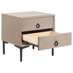 Beliani 2 Drawer Bedside Table Sezanne Velvet Taupe - thumbnail 5