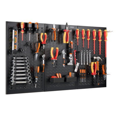 Vonhaus Tool Pegboard, 44Pc For Shed & Garage Wall Storage Tool Board, Secure Tool Organiser Wall Mounted - image 1
