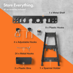 Vonhaus Tool Pegboard, 44Pc For Shed & Garage Wall Storage Tool Board, Secure Tool Organiser Wall Mounted - thumbnail 2