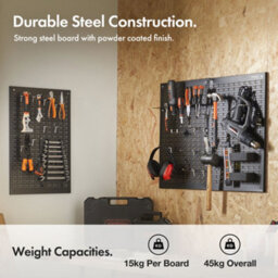 Vonhaus Tool Pegboard, 44Pc For Shed & Garage Wall Storage Tool Board, Secure Tool Organiser Wall Mounted - thumbnail 5