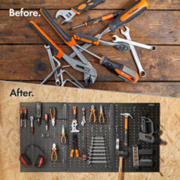 Vonhaus Tool Pegboard, 44Pc For Shed & Garage Wall Storage Tool Board, Secure Tool Organiser Wall Mounted - thumbnail 6
