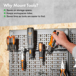Vonhaus Tool Pegboard, 44Pc For Shed & Garage Wall Storage Tool Board, Secure Tool Organiser Wall Mounted - thumbnail 7