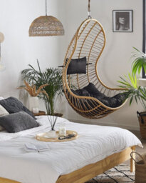Beliani Hanging Chair Pineto Pe Rattan Natural - thumbnail 2