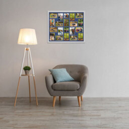 AK Frames 80X70Cm Silver Modern Multi Photo Frame With Blue Mount - Holds 20 Apertures (18X) 6X4, (2X) 4X4 Photos - thumbnail 3