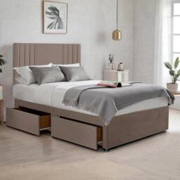 Mink Plush Sawana 3Ft Single Bed With 20 Inch Headboard With Mattress And 2Drawers - thumbnail 1