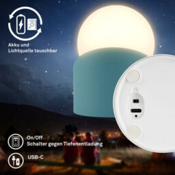 Briloner Sora Blue Mini Led Table Lamp Desk Light Rechargeable Ip54 Dimmable Outdoor - thumbnail 4