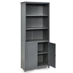 Costway Wooden Tall Bookcase 3-Tier Shelving Storage Cabinet 2 Doors Display Organizer - thumbnail 1