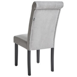 Beliani Set 2 Grey Fabric Dining Chairs With Diamond Stitching And Black Pinewood Legs - thumbnail 5