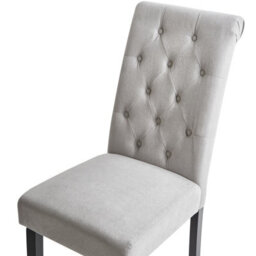 Beliani Set 2 Grey Fabric Dining Chairs With Diamond Stitching And Black Pinewood Legs - thumbnail 6