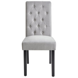 Beliani Set 2 Grey Fabric Dining Chairs With Diamond Stitching And Black Pinewood Legs - thumbnail 1