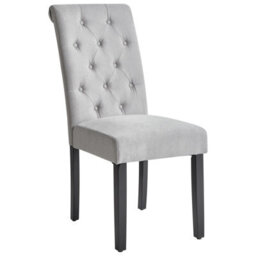 Beliani Set 2 Grey Fabric Dining Chairs With Diamond Stitching And Black Pinewood Legs - thumbnail 4