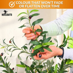 Novecrafto 150Cm Artificial Olive Tree With Decorative Pot & Mediterranean Stones - Realistic Indoor Faux Plant With Lifelike Leaves & Fruits - thumbnail 9