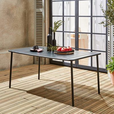 Sweeek. 6-8 Seater Rectangular Steel Garden Table Amelia 160Cm Anthracite 160X90X72.5 Cm - image 1