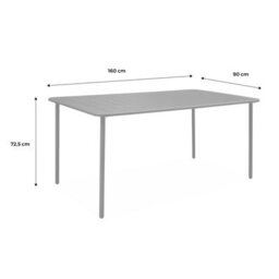 Sweeek. 6-8 Seater Rectangular Steel Garden Table Amelia 160Cm Anthracite 160X90X72.5 Cm - thumbnail 7