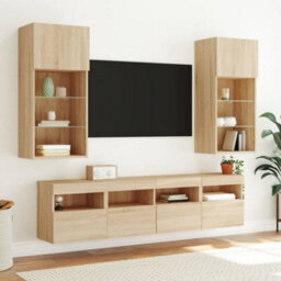 Walplus Tv Wall Cabinets With Led Lights 2 Pcs Sonoma Oak 40X30X40 Cm - thumbnail 5