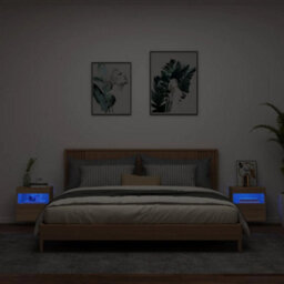 Walplus Tv Wall Cabinets With Led Lights 2 Pcs Sonoma Oak 40X30X40 Cm - thumbnail 3