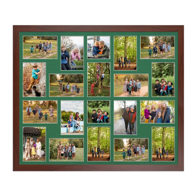 AK Frames 80X70Cm Rose Wood Modern Multi Photo Frame With Emerald Mount - Holds 20 Apertures (18X) 6X4, (2X) 4X4 Photos - image 1