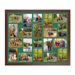 AK Frames 80X70Cm Rose Wood Modern Multi Photo Frame With Emerald Mount - Holds 20 Apertures (18X) 6X4, (2X) 4X4 Photos - thumbnail 1