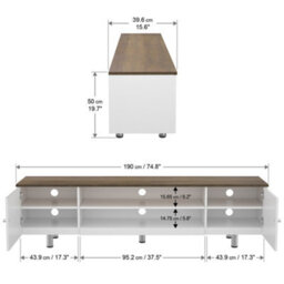 "Avf Whitesands 1.9M Tv Stand, Up To 85"" - Satin White & Wood" - thumbnail 6