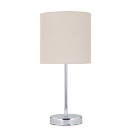 First Choice Lighting Chrome Touch Operated Table Lamp With Natural Linen Shade - thumbnail 2