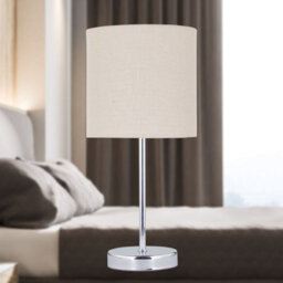 First Choice Lighting Chrome Touch Operated Table Lamp With Natural Linen Shade - thumbnail 7