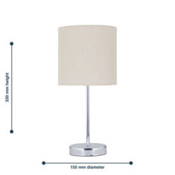 First Choice Lighting Chrome Touch Operated Table Lamp With Natural Linen Shade - thumbnail 8