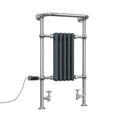 Uk Radiators 1239Btu H963mm X W538mm Anthracite Traditional Thermostatic Wifi Column Dual Fuel Heated Towel Rail Arundel - image 1
