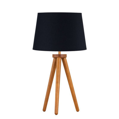 First Choice Lighting Voyage - Dark Oak Table Lamp Or Bedside Light With Black Shade - image 1