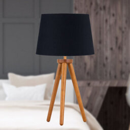 First Choice Lighting Voyage - Dark Oak Table Lamp Or Bedside Light With Black Shade - thumbnail 3