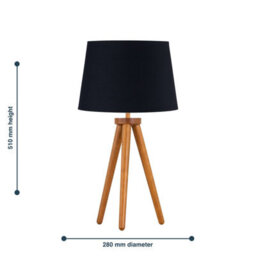 First Choice Lighting Voyage - Dark Oak Table Lamp Or Bedside Light With Black Shade - thumbnail 5