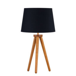 First Choice Lighting Voyage - Dark Oak Table Lamp Or Bedside Light With Black Shade