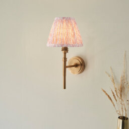 Loops Stylish 2 Pack Dimmable Wall Lights With Aged Brass And Peachy Fabric Shade - thumbnail 2