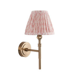 Loops Stylish 2 Pack Dimmable Wall Lights With Aged Brass And Peachy Fabric Shade - thumbnail 8