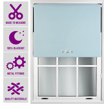 Triple Square Eyelet Blackout Roller Blind With Metal Fittings Free Alteration By Furnished - Duck Egg (W)90Cm X (L)165Cm - image 1